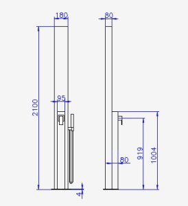 Preview: Solardusche "Venus" - geradlinige Gartendusche mit Handbrause