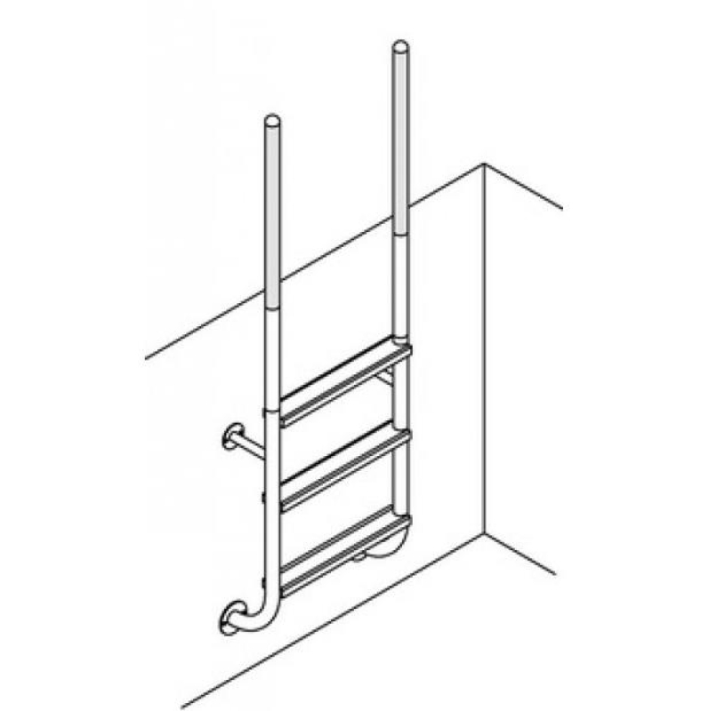 Edelstahl-Leiter "Roma", 2-teilig, V4A poliert/Holz (3 - 5 Stufen)